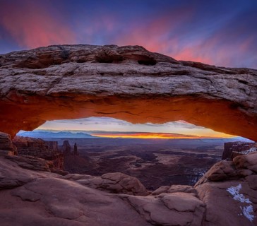 View through arch Mesa Arch at sunrise
