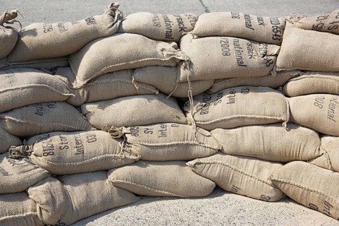 Stacked sandbags