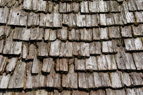 Wood shingles of a Tyrolean mountain hut