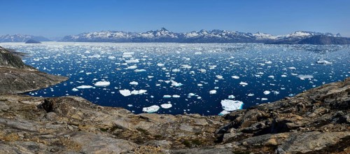Panoramic view over Sermilik Fjord