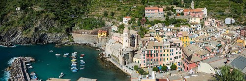 View of Vernazza with harbor