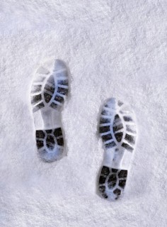 Shoe prints in snow