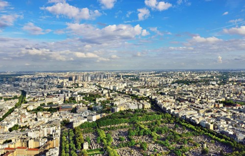 Cimentiere de Montparnasse and east of city