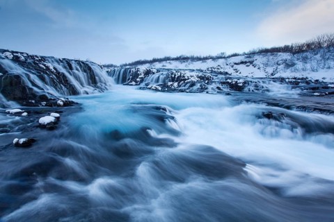 Waterfall Bruarfoss in winter