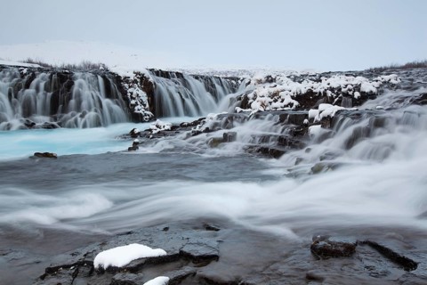 Waterfall Bruarfoss in winter