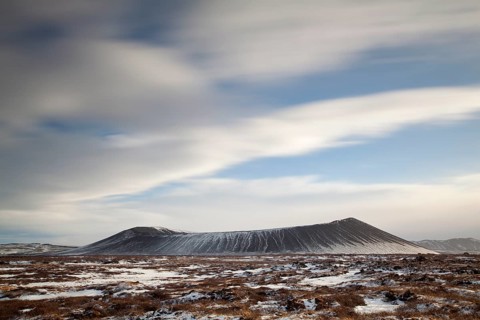 Former volcano Hverfjall in winter