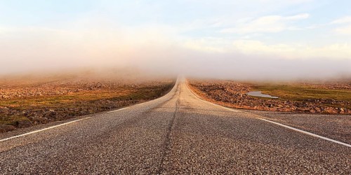 Road through a barren plateau