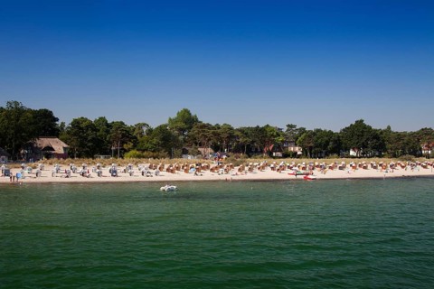 Beach chairs on the beach in Niendorf