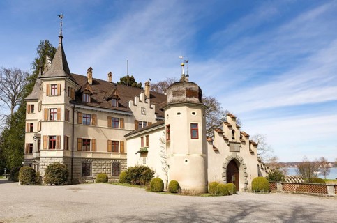 The Schloss Seeburg castle in Kreuzlingen with view of Lake Constance