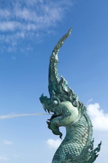 Dragon fountain on the promenade in Songkhla