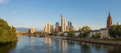 Skyline with Eiserner Steg pedestrian bridge