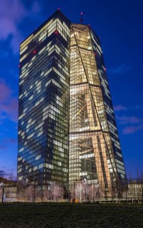 Brightly lit European Central Bank