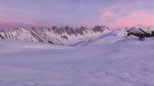 Snow-covered lake Salfeinssee on a winter evening