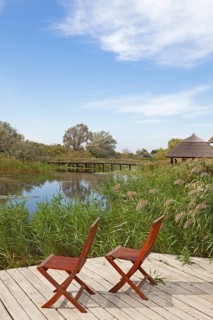 Two chairs on viewing platform at the lagoon