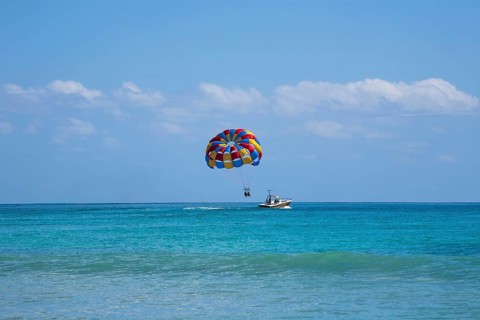 Parasailing on the Caribbean Sea