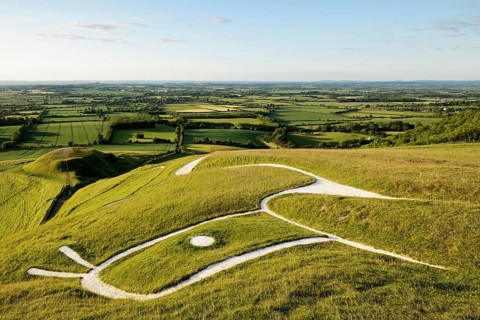 A prehistoric hill figure scoured into the side of a hill