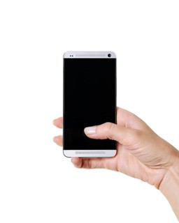 Smartphone with black screen in hand