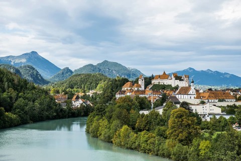 Fussen with Lech in front of Allgau Alps