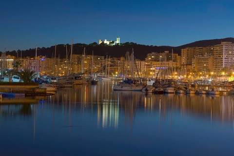 Harbour with Bellver Castle or Castell de Bellver