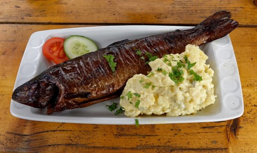 Smoked char with potato salad