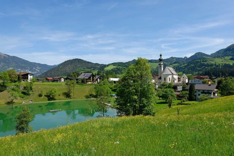 Parish church and Lake Reith