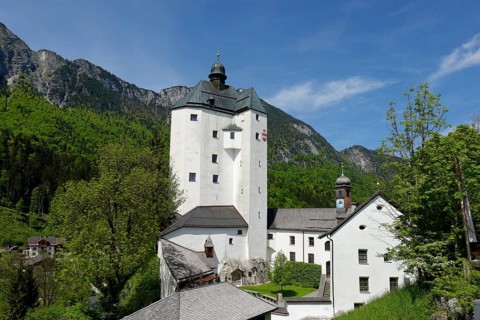 Mariastein with pilgrimage church and bergfried or keep in Kufstein