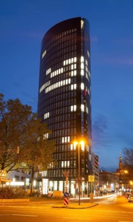 RWE Tower at dusk