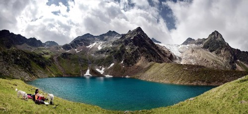 Lake Grunausee in the Stubai Alps
