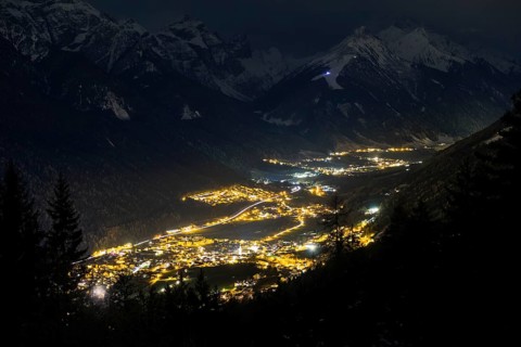 View of Stubai Valley at night