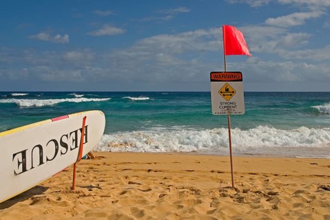 Storm warning on the beach of Oahu
