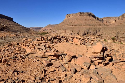 Ruin of a zeriba hut in Iherir Canyon