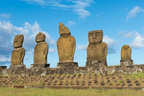 Moais at the Tahai ceremonial complex