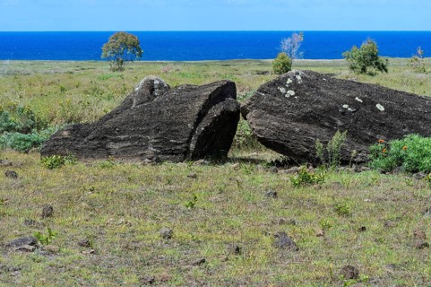 Broken Moai in Rano Raraku