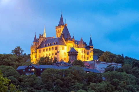 Schloss Wernigerode Castle at dusk