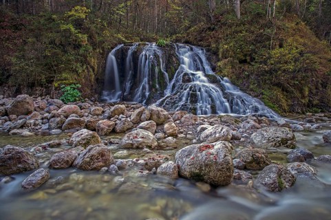 Waterfall on Schwarzlofer mountain stream