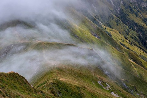 Fog creeping over ridge
