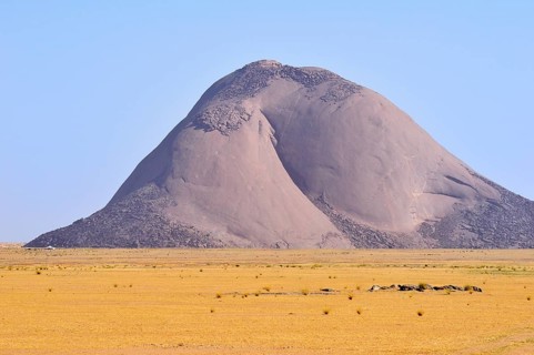 Aicha monolith in the flat desert