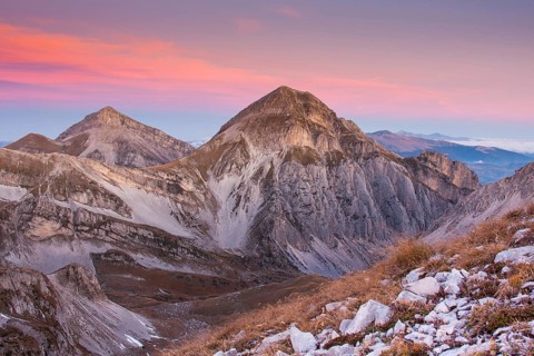 Gran Sasso and Monti della Laga National Park at sunrise
