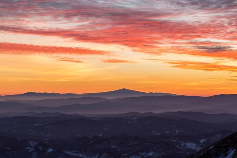 View of Mount Amiata in winter from Mount Nerone