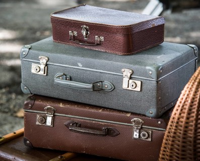 Old suitcases stacked up