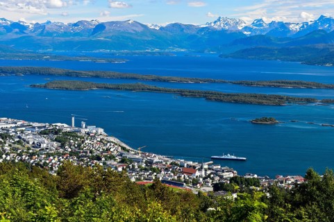 Panoramic view of Molde on Moldefjord shore