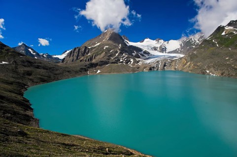Turquoise reservoir lake