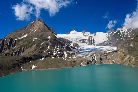 Turquoise reservoir lake