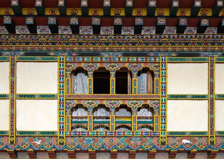 Colorful decorations on windows and doors