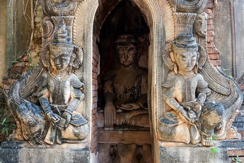 Old stonework at a pagoda in the Pagoda Forest