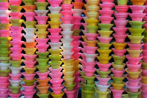 Colorful ice cream cones