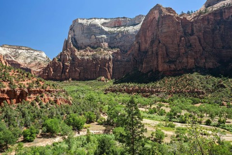 View towards Zion Canyon and North Fork Virgin River