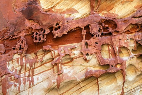 Coloured rock erosion