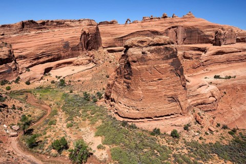 View of rock formations from upper Delicate Arch Viewpoint