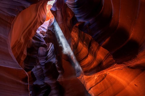 Colourful sandstone formations with light